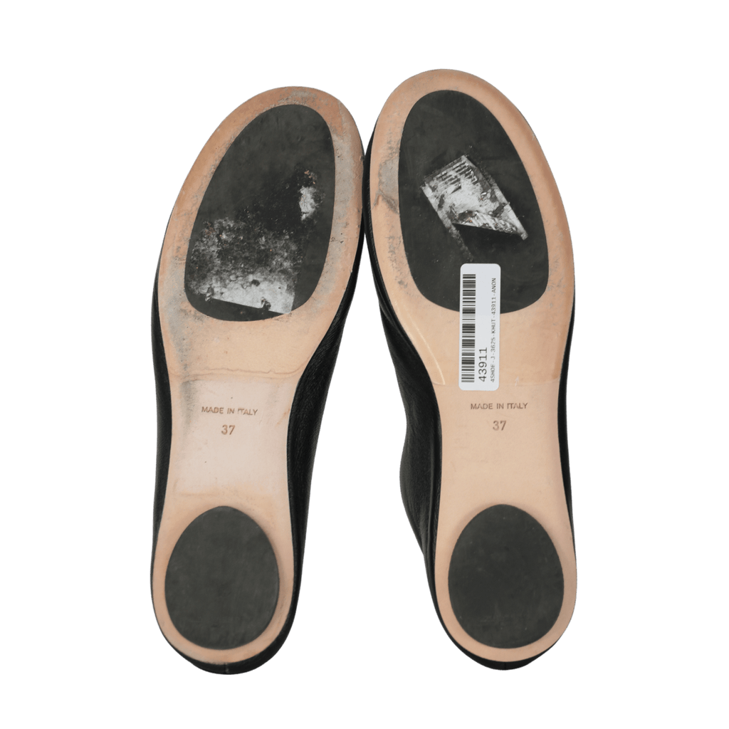 weekend max mara Black Leather Todi Ballet Flats UK 4 EU 37 👠 - Reliked