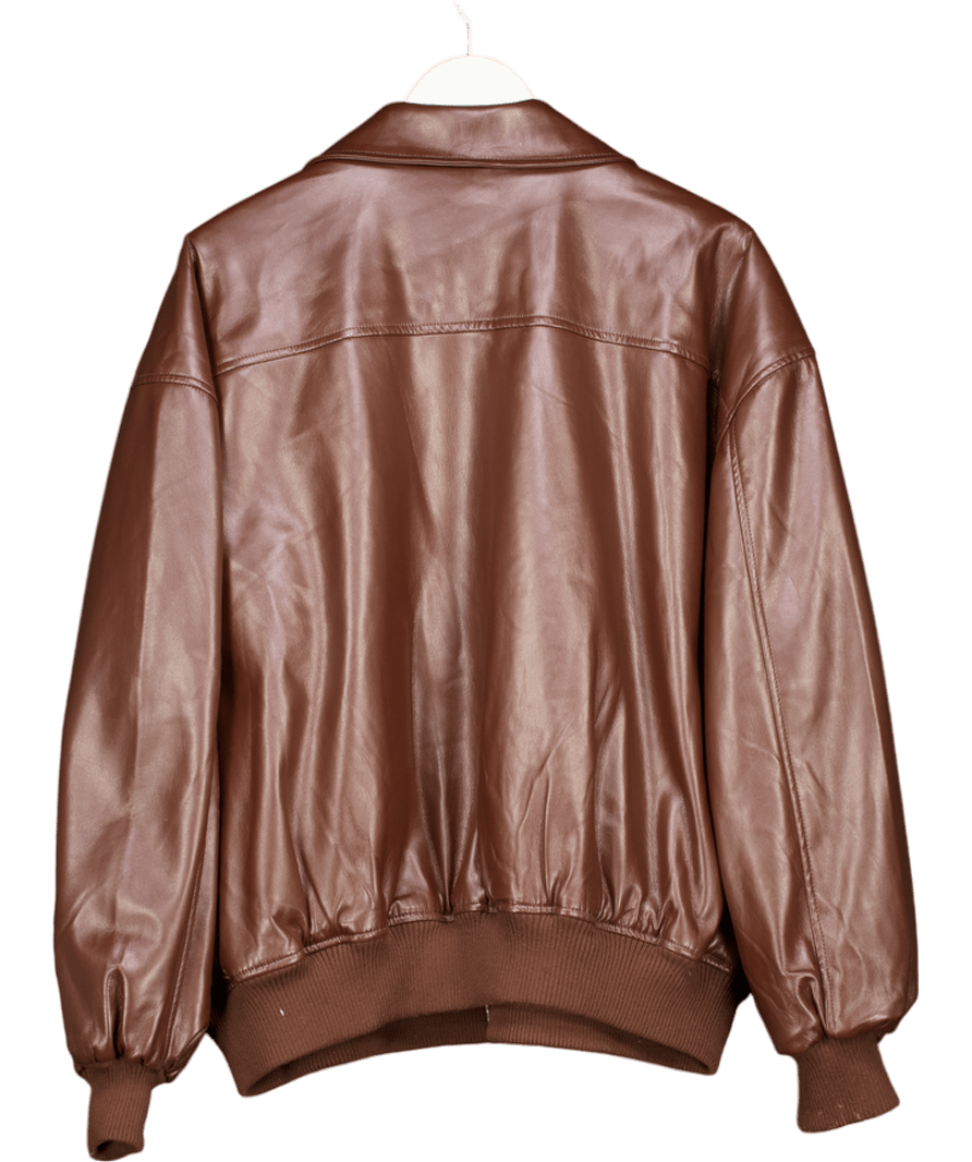 WeWoreWhat Brown Faux Leather Oversize Bomber Jacket UK M - Reliked
