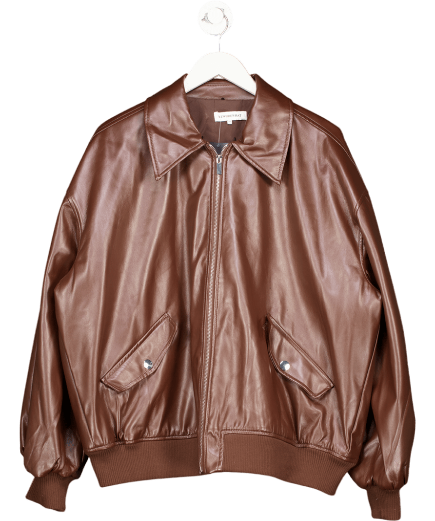WeWoreWhat Brown Faux Leather Oversize Bomber Jacket UK M - Reliked