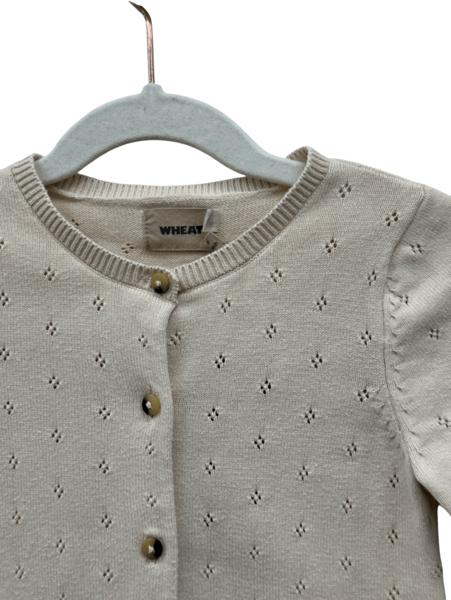 WHEAT Cream Pointelle Knit Cardigan Maia 2 Years - Reliked