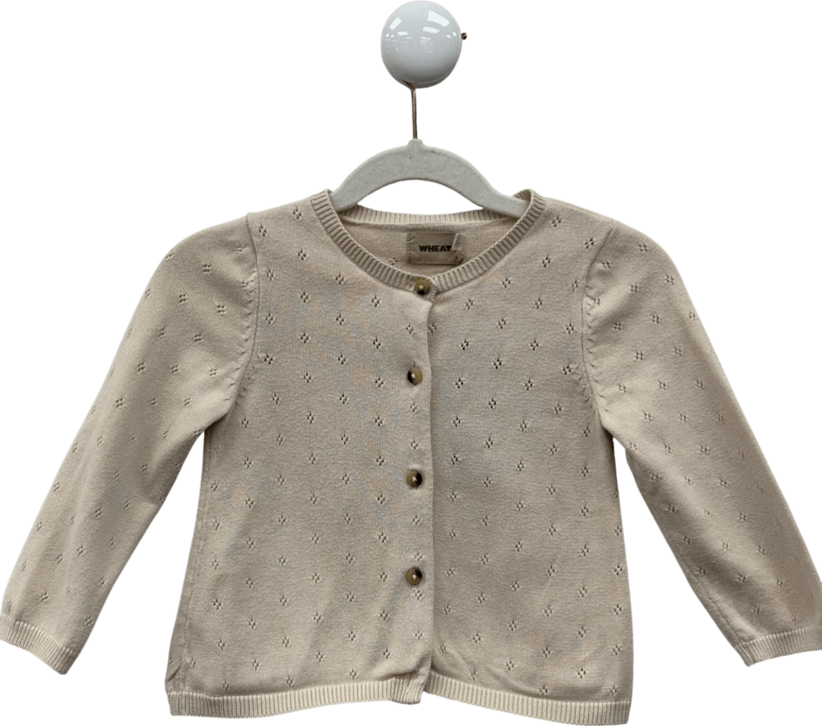 WHEAT Cream Pointelle Knit Cardigan Maia 2 Years - Reliked