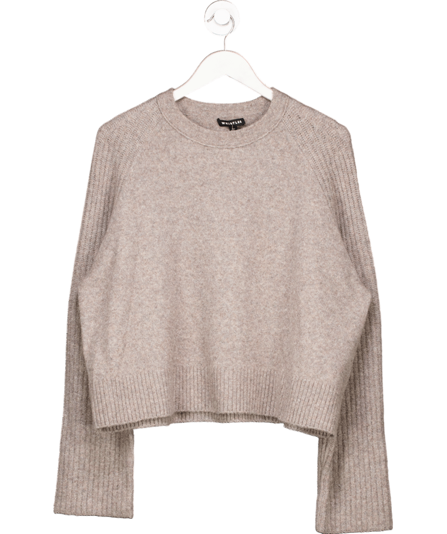 Whistles Beige Wool Blend Rib Sleeve Sweater UK M - Reliked