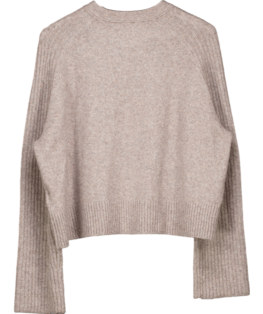 Whistles Beige Wool Blend Rib Sleeve Sweater UK M - Reliked