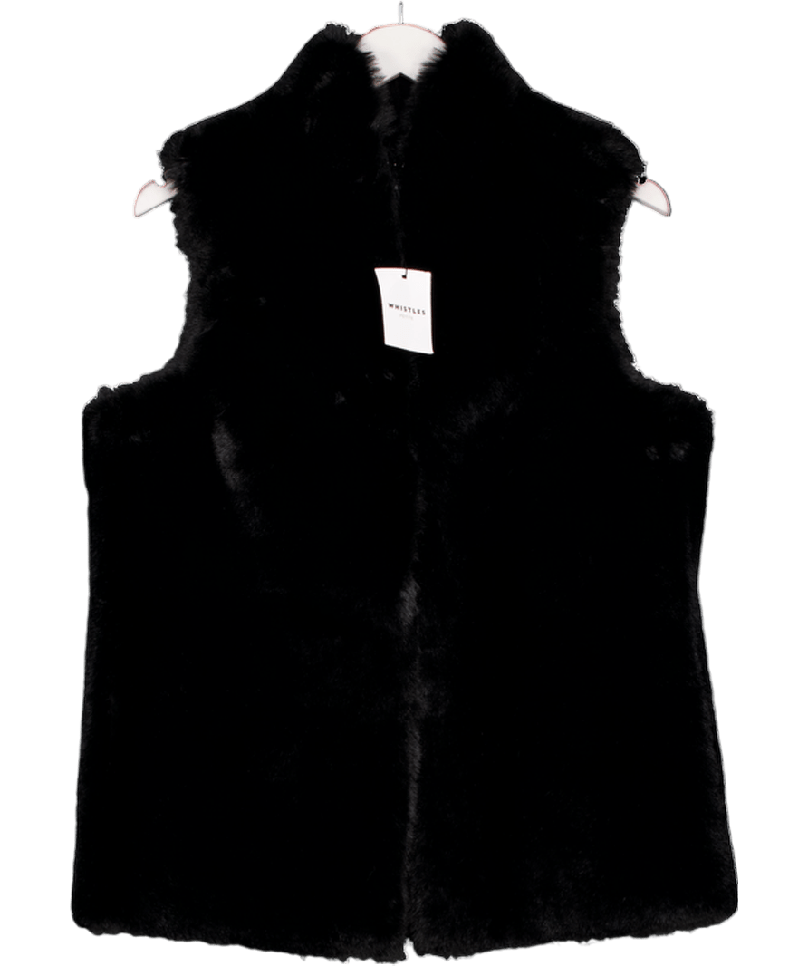 Whistles Black Petite Faux Fur Gilet UK S - Reliked