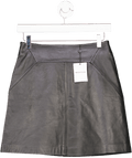 Whistles Black Real Leather A Line Skirt UK 8 - Reliked