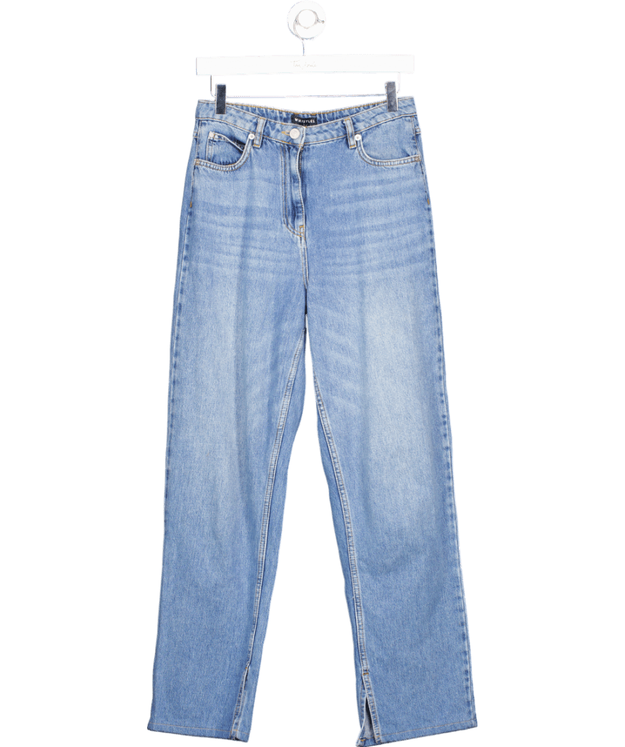 Whistles Blue Denim Slim Leg High Waisted Jeans With Ankle Slits W26 - Reliked