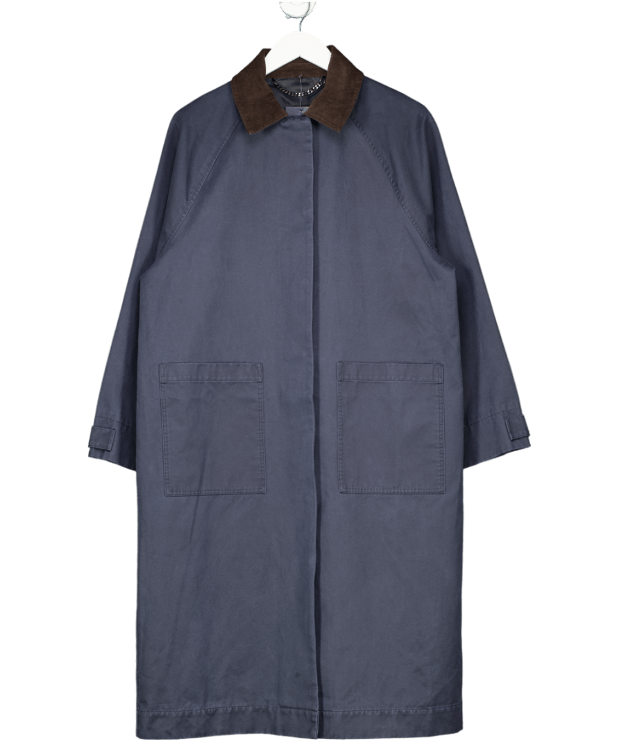 Whistles Blue Gabriella Waxed Overcoat UK S - Reliked