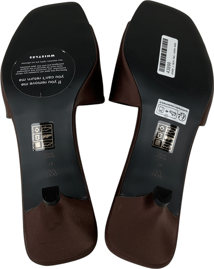 Whistles Brown Satin Slip On Heeled Mule UK 8 EU 41 👠 - Reliked