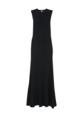 WHISTLES Black Cotton Blend Boucle FLARE Knit Sleeveless Maxi Dress UK L