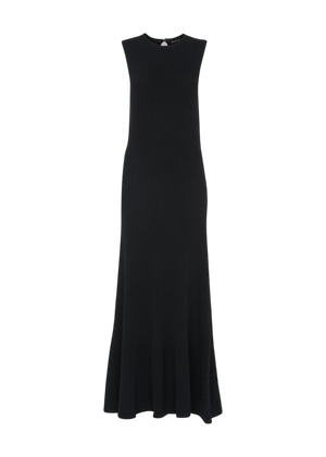 WHISTLES Black Cotton Blend Boucle FLARE Knit Sleeveless Maxi Dress UK L