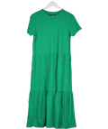 Whistles Green Short Sleeve Tiered Midi T-shirt Dress UK 10 - Reliked