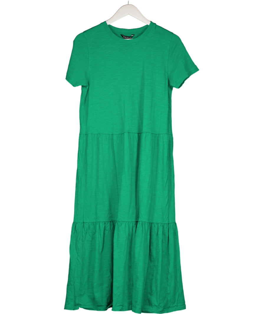 Whistles Green Short Sleeve Tiered Midi T-shirt Dress UK 10 - Reliked