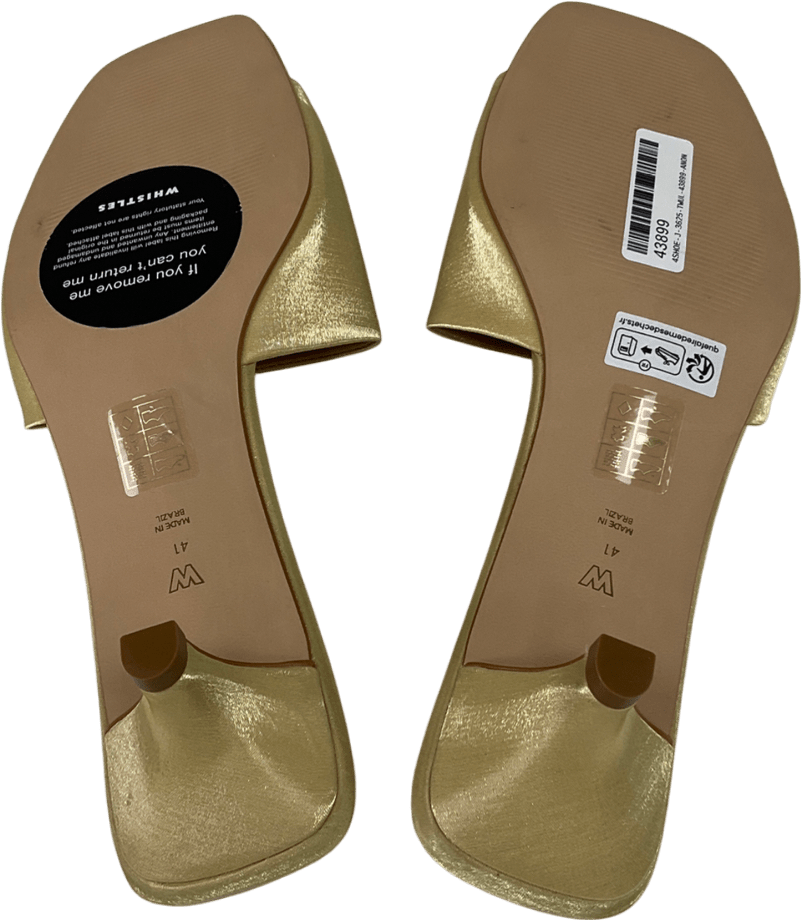 Whistles Metallic Gold satin Slip On Heeled Mule UK 8 EU 41 👠 - Reliked