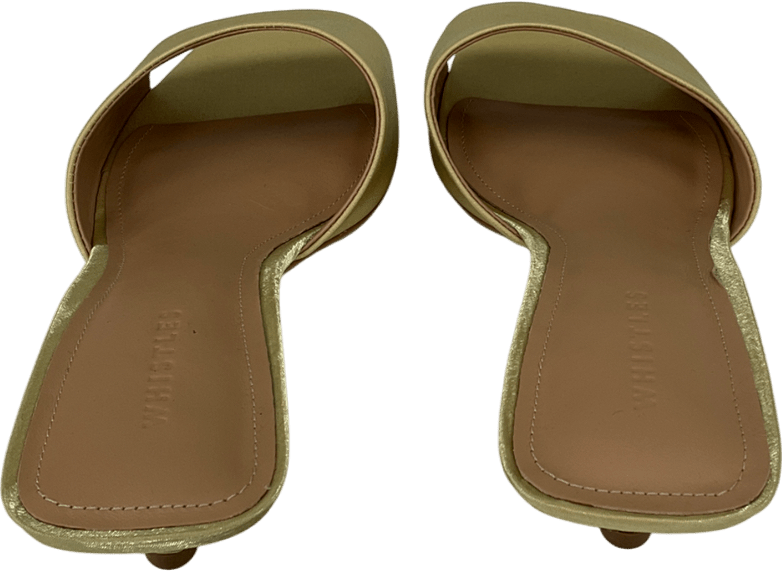 Whistles Metallic Gold satin Slip On Heeled Mule UK 8 EU 41 👠 - Reliked