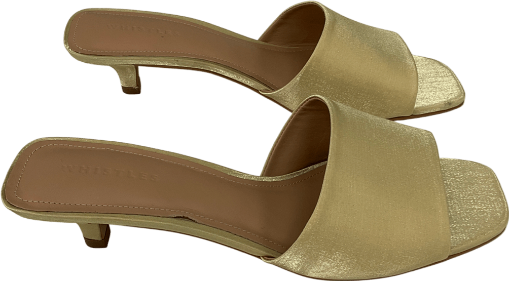 Whistles Metallic Gold satin Slip On Heeled Mule UK 8 EU 41 👠 - Reliked