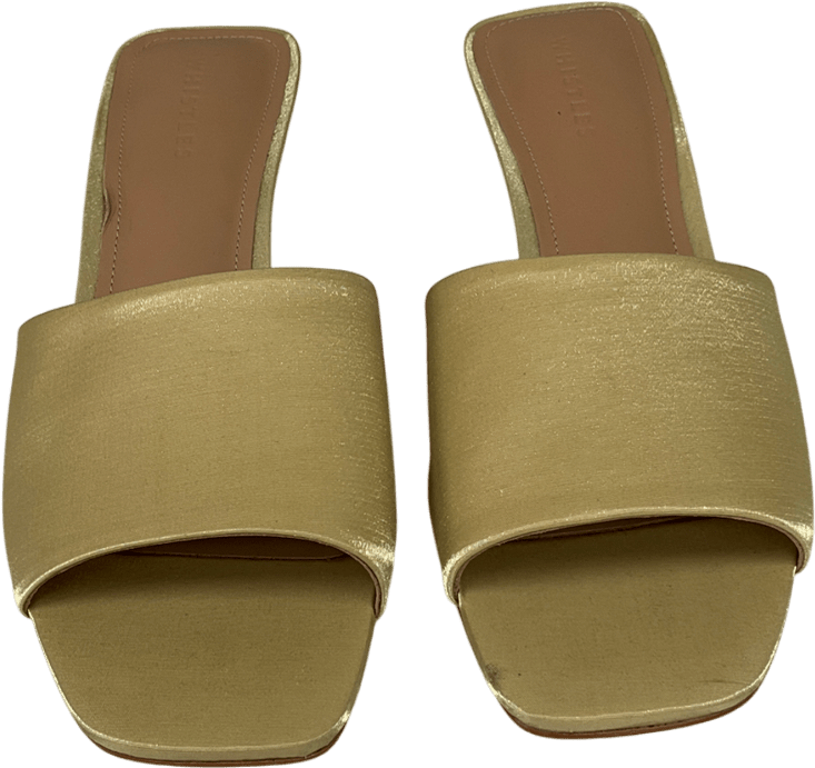 Whistles Metallic Gold satin Slip On Heeled Mule UK 8 EU 41 👠 - Reliked