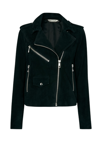 Whistles black suede biker jacket UK 10