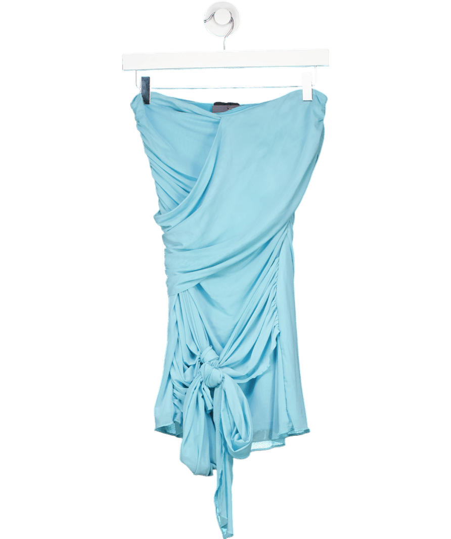 White Fox All Mixed Up One Shoulder Mini Dress Blue UK S - Reliked