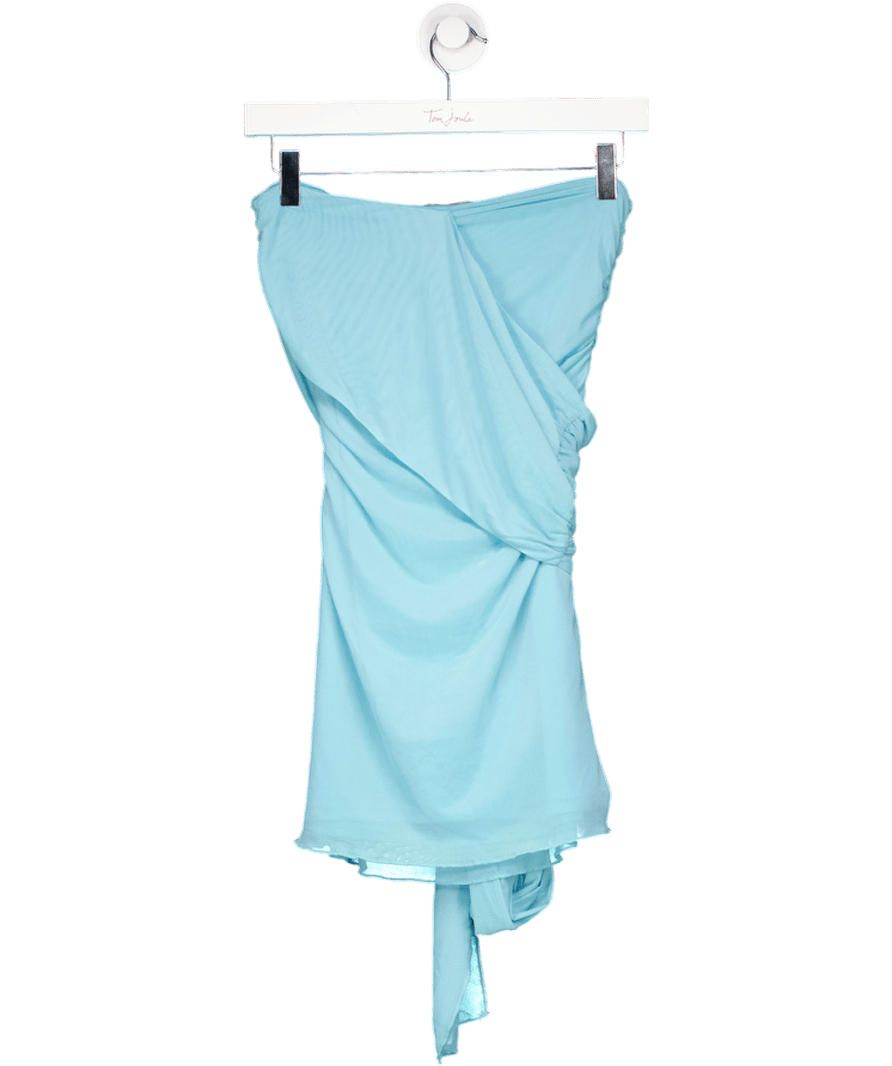 White Fox All Mixed Up One Shoulder Mini Dress Blue UK S - Reliked