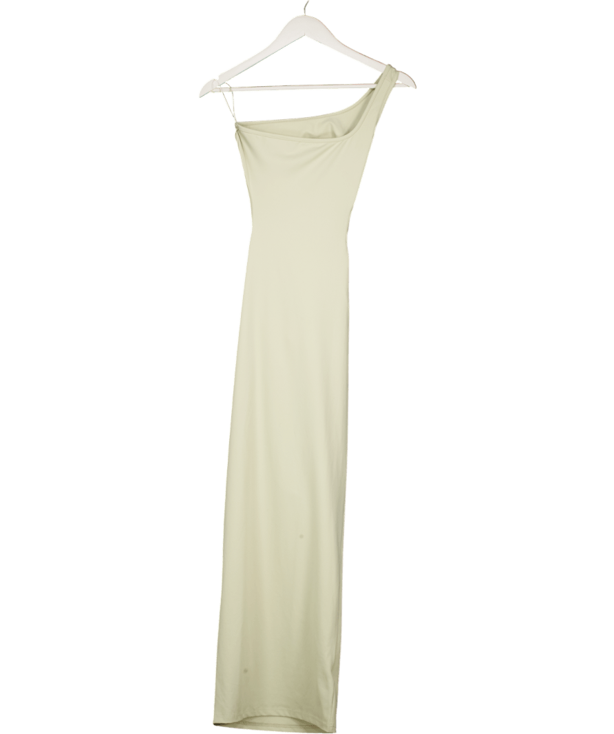 White Fox Beige Midnight Dancing One Shoulder Maxi Dress UK XS - Reliked
