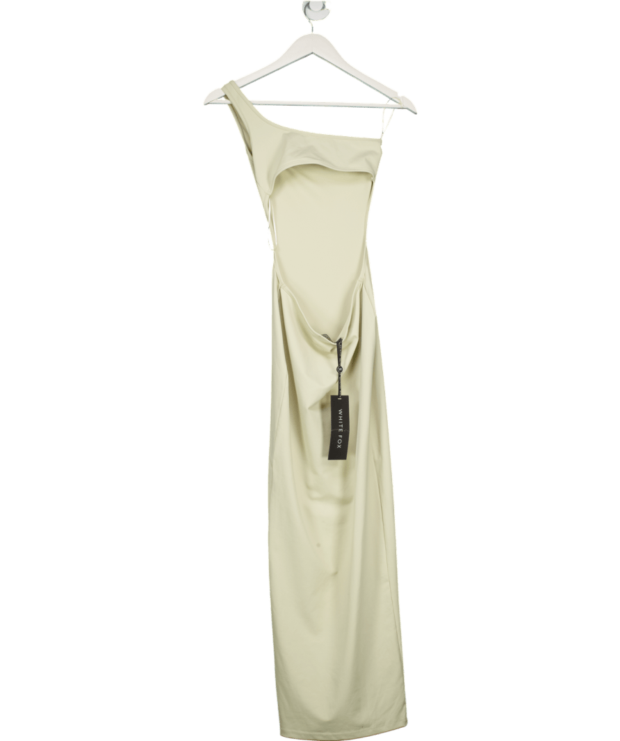 White Fox Beige Midnight Dancing One Shoulder Maxi Dress UK XS - Reliked