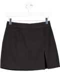 White Fox Black Denim A - line Mini Skirt UK XS - Reliked