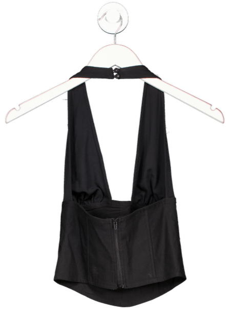 White Fox Black Halter Neck Structured Corset Top UK M - Reliked