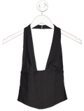 White Fox Black Halter Neck Structured Corset Top UK M - Reliked