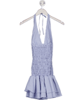 White Fox Blue Bengaline Bandeau Midi Dress With Contrast Undershirt UK S - Reliked