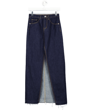 White Fox Blue Denim Maxi Skirt UK XS