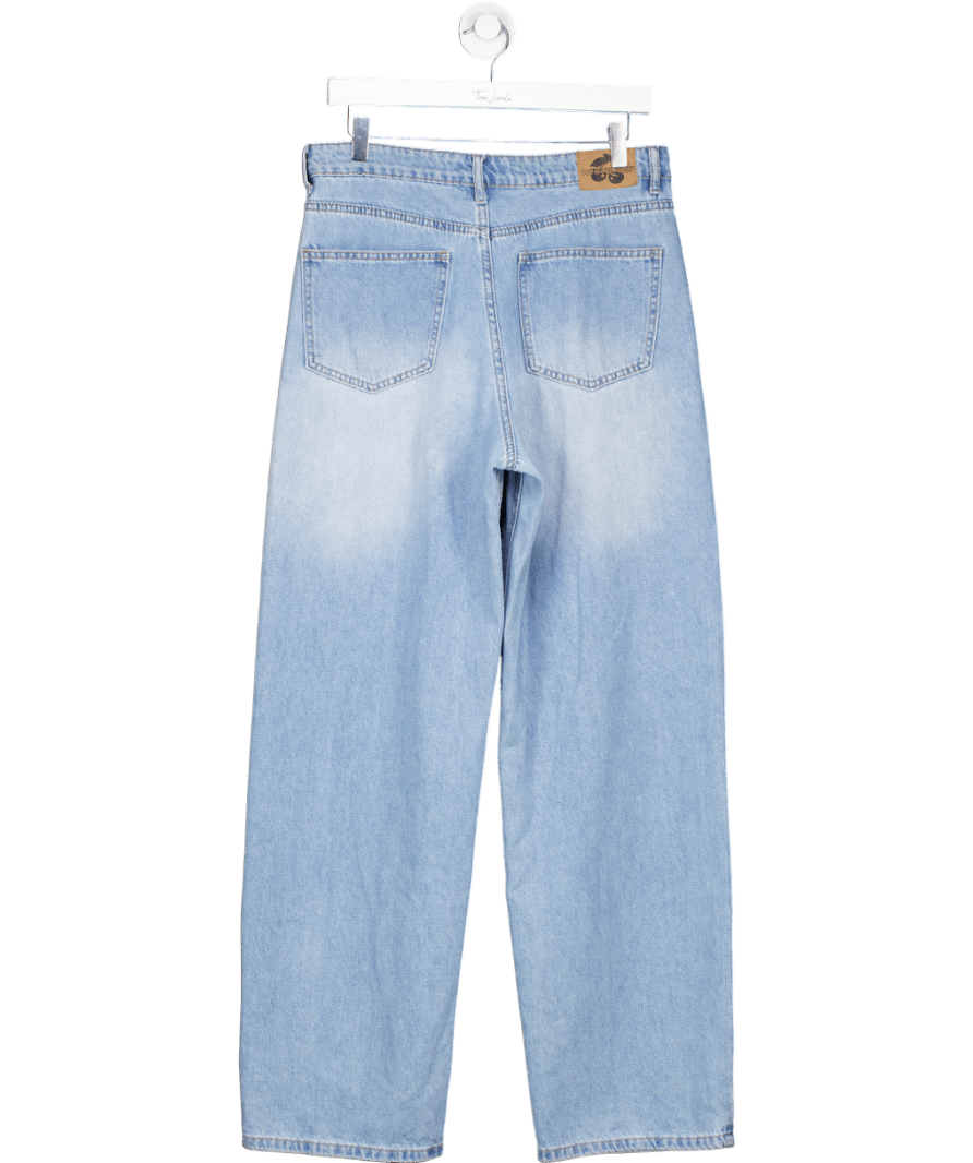 White Fox Blue High Rise Wide Leg Relaxed Jeans UK L - Reliked