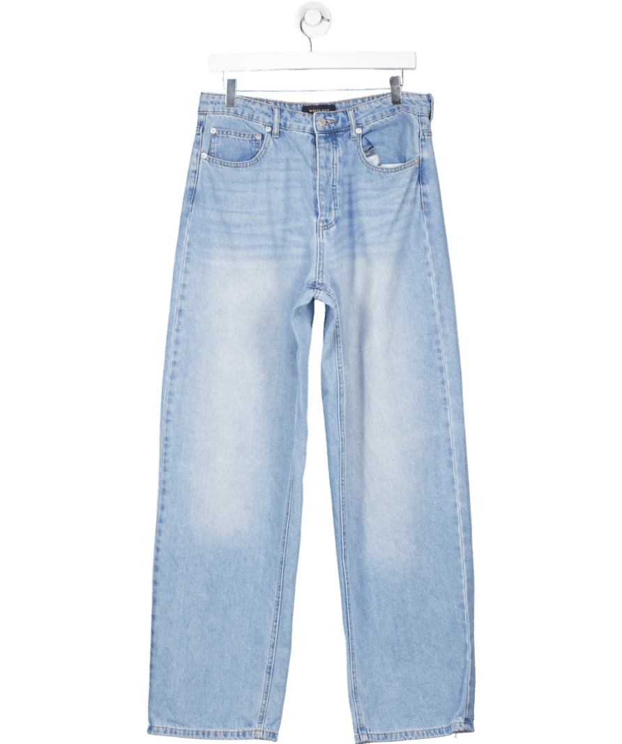 White Fox Blue High Rise Wide Leg Relaxed Jeans UK L - Reliked