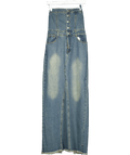 White Fox Blue Strapless Denim Maxi Dress UK M - Reliked