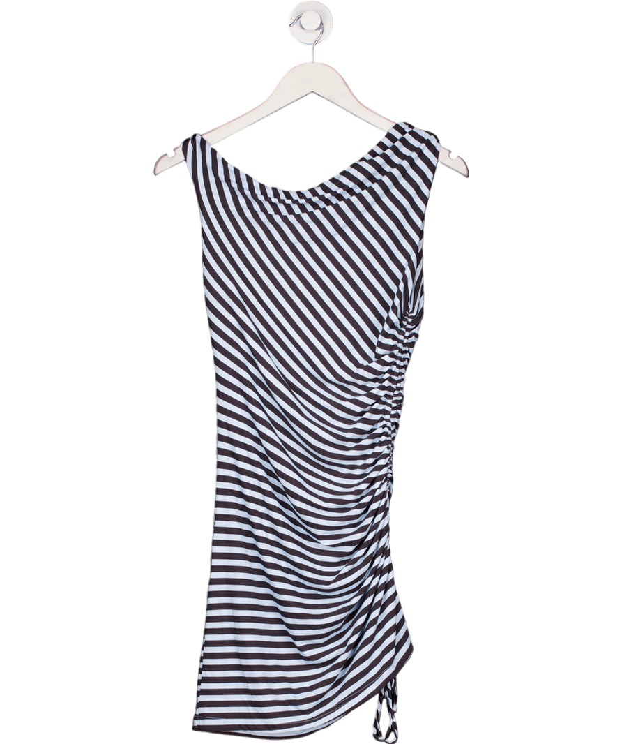 White Fox Blue Trip Of A Lifetime Mini Dress Sky/choc Stripe UK S - Reliked