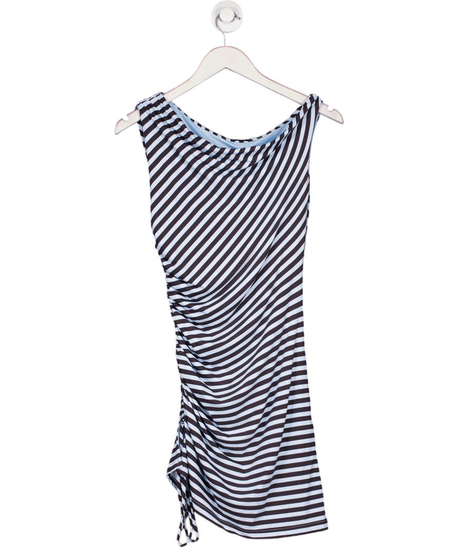 White Fox Blue Trip Of A Lifetime Mini Dress Sky/choc Stripe UK S - Reliked
