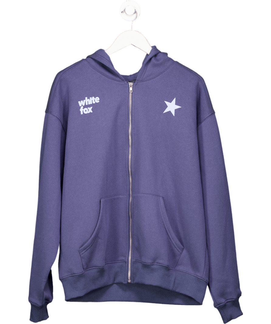 White Fox Blue Zip Logo Hoodie UK M/L - Reliked