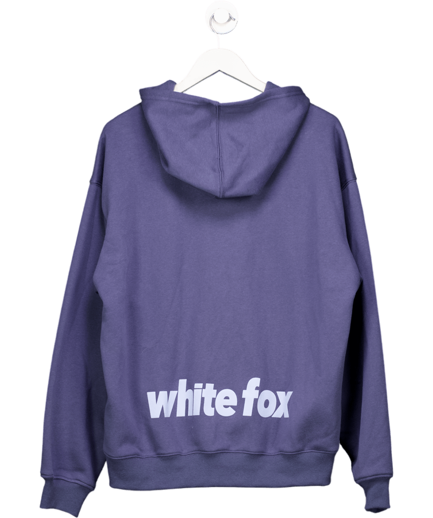 White Fox Blue Zip Logo Hoodie UK M/L - Reliked