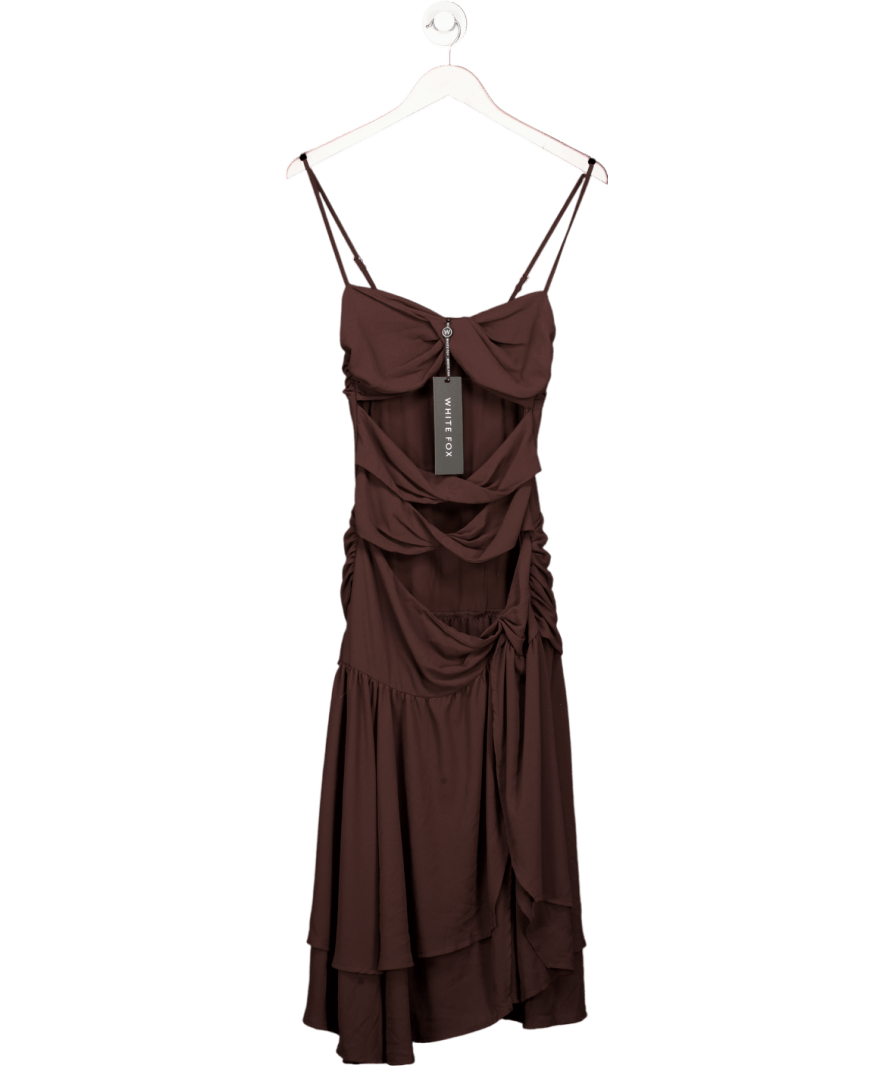 White Fox Brown Dancing In Greece Midi Dress Chocolate UK S - Reliked