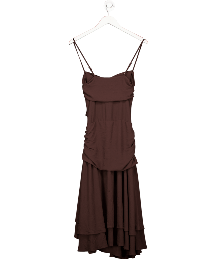 White Fox Brown Dancing In Greece Midi Dress Chocolate UK S - Reliked