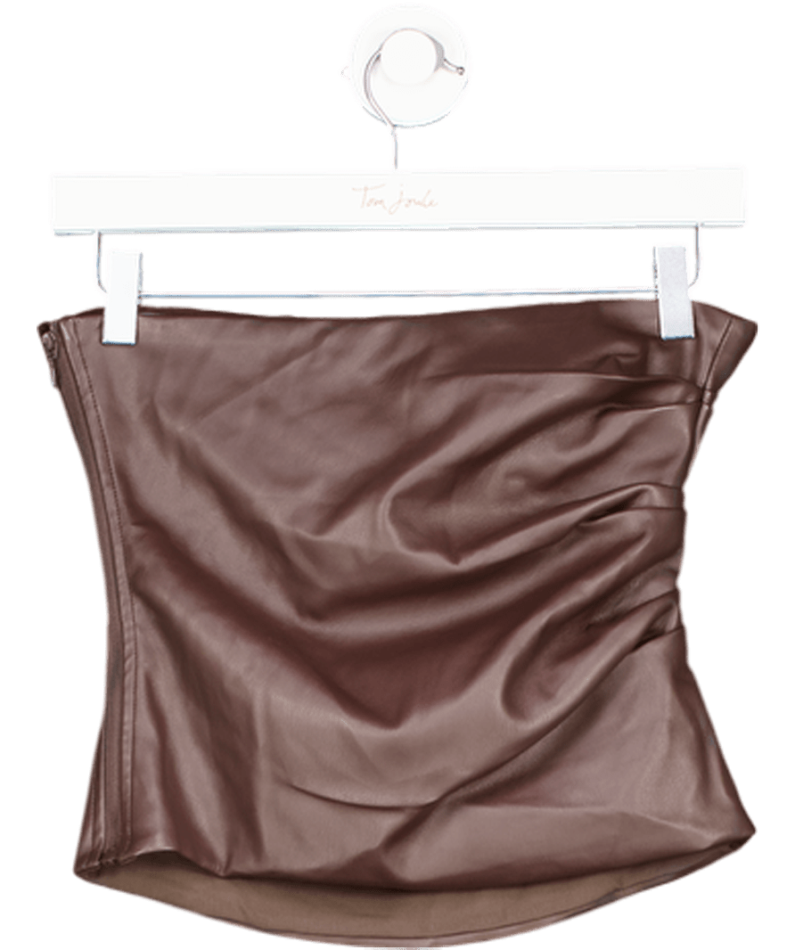 White Fox Brown Well Behaved Strapless Top UK S - Reliked