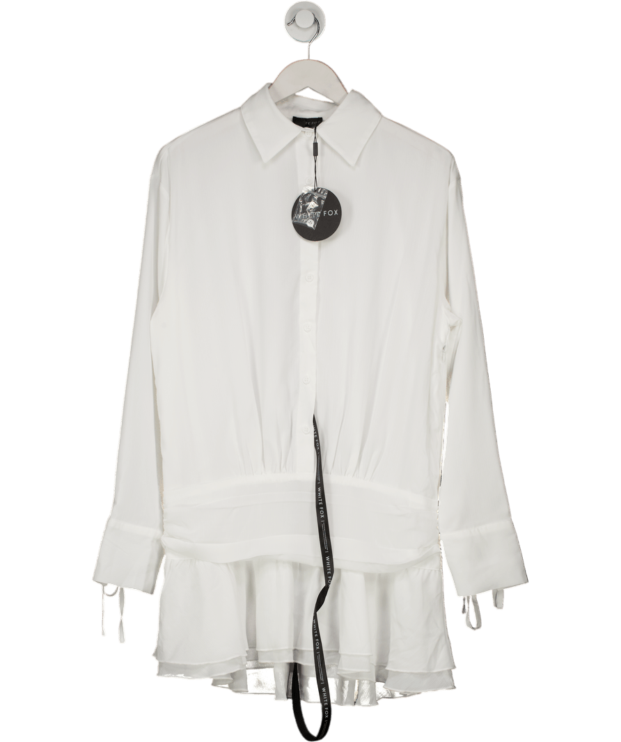 White Fox Can't Get Me Long Sleeve Mini Dress White UK M - Reliked