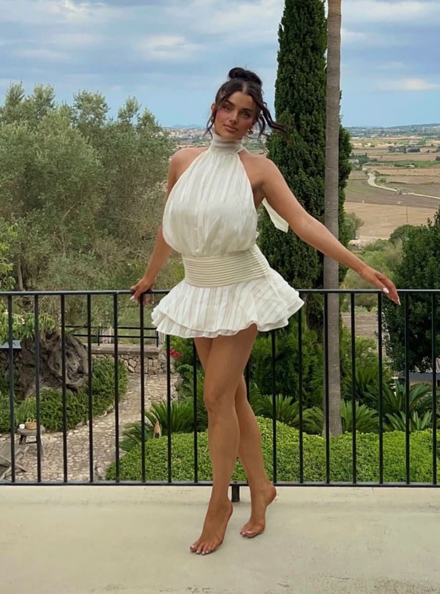 White Fox Captivate My Focus Mini Dress Cream UK S - Reliked