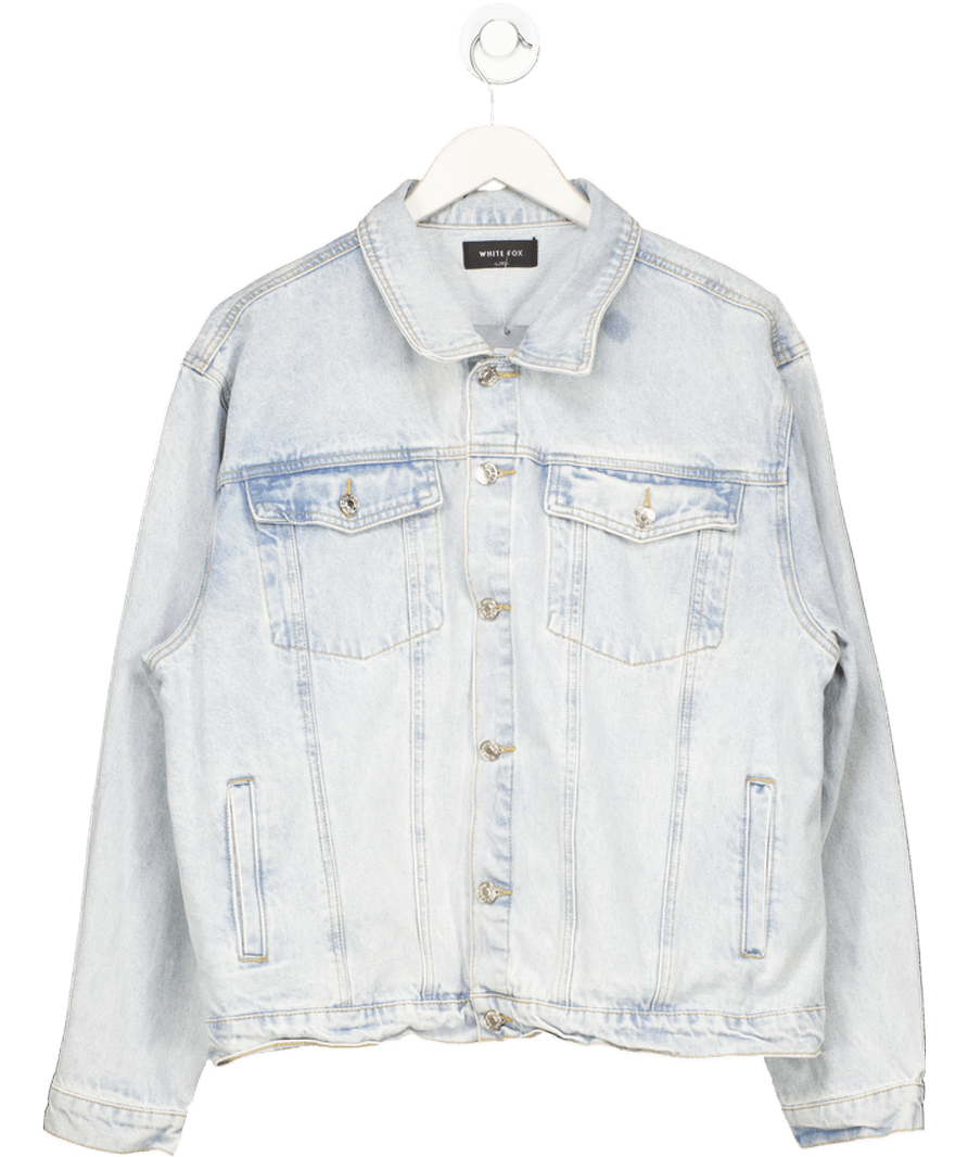 White Fox Charlotte Denim Jacket Light Blue UK L/XL - Reliked