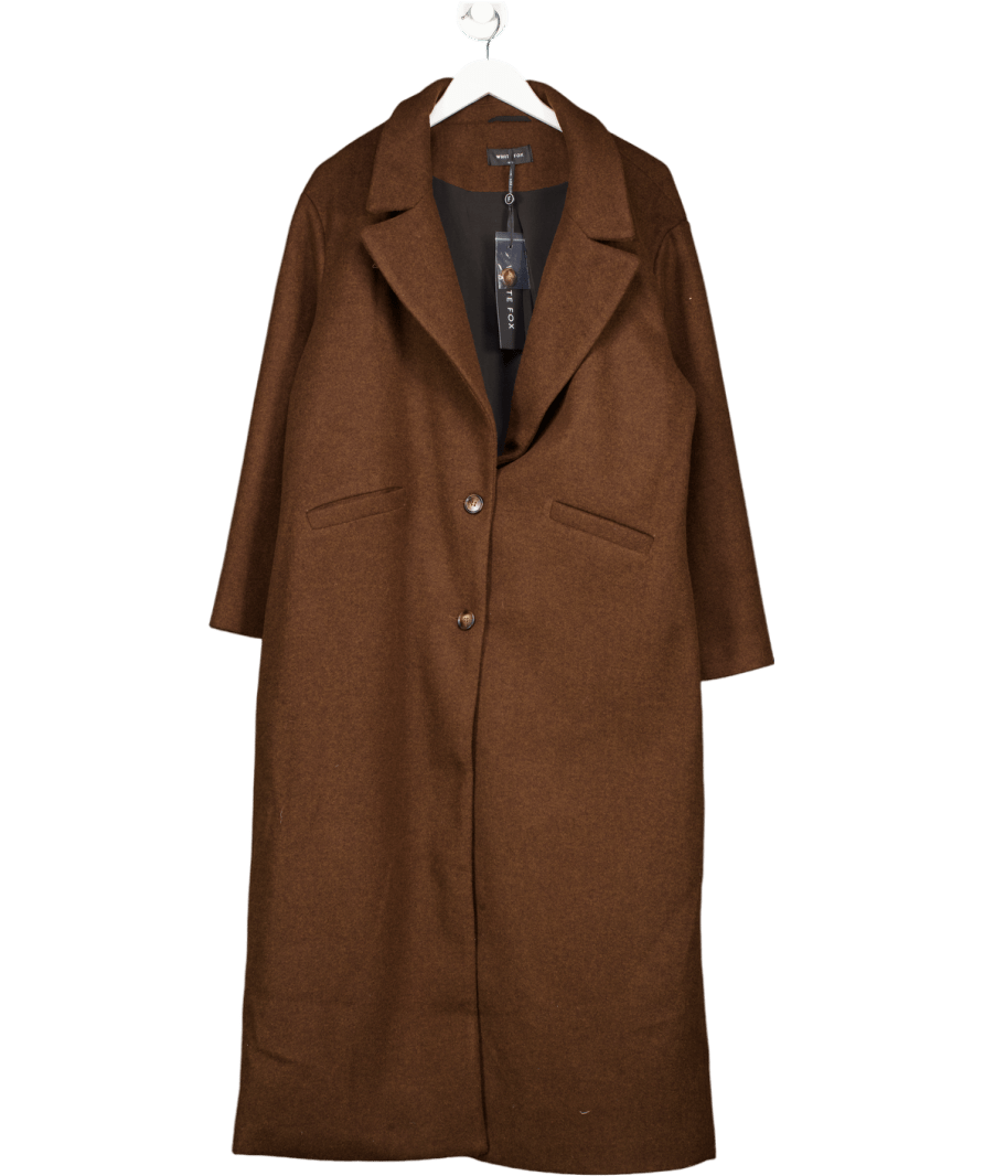 White Fox Chocolate Brown Casual Oversized Coat UK M/L - Reliked