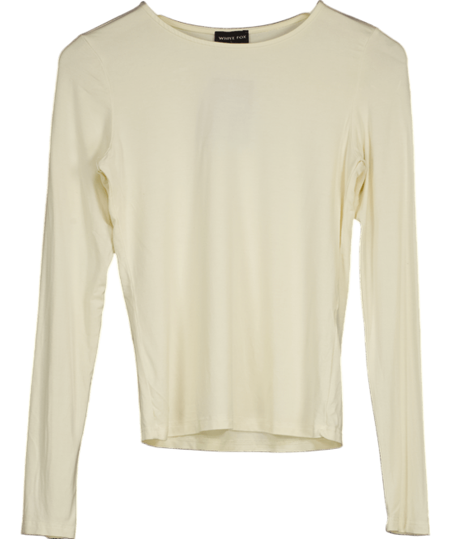 White Fox Cream Long Sleeve Top UK M - Reliked