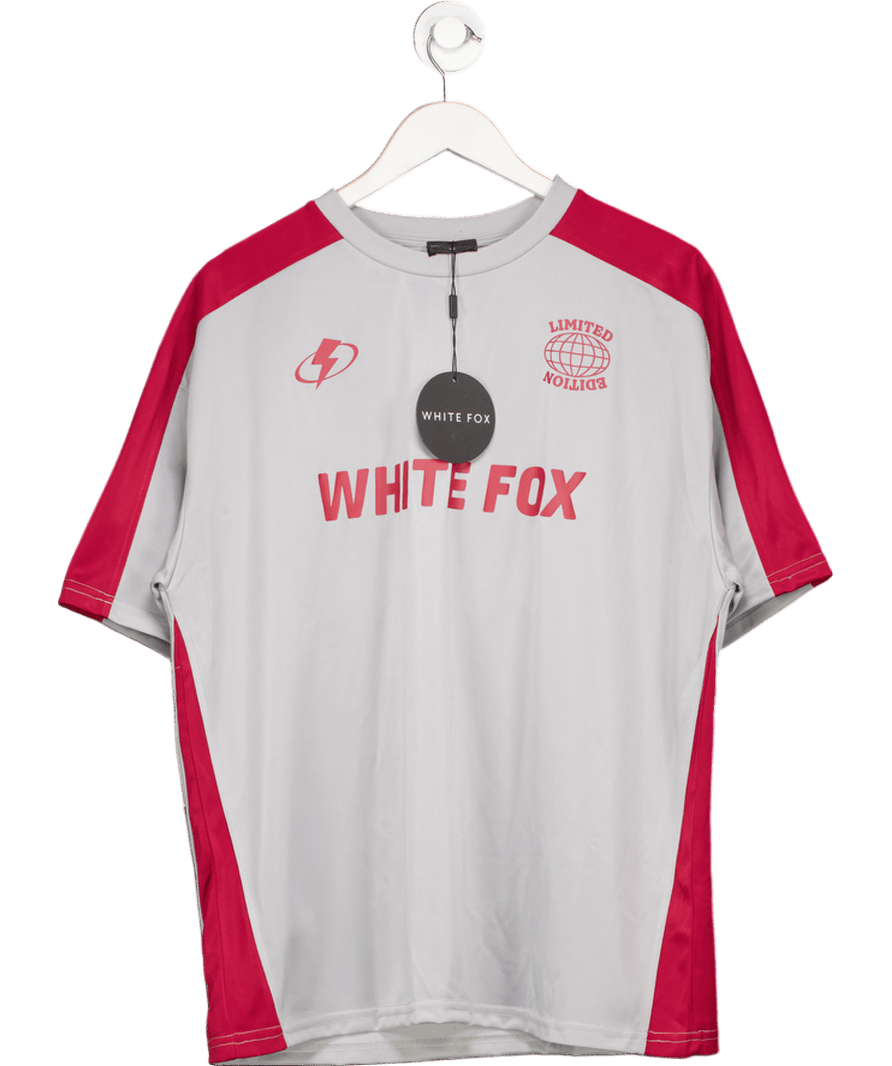 White Fox Grey / Burgundy Oversized T-shirt UK M/L - Reliked