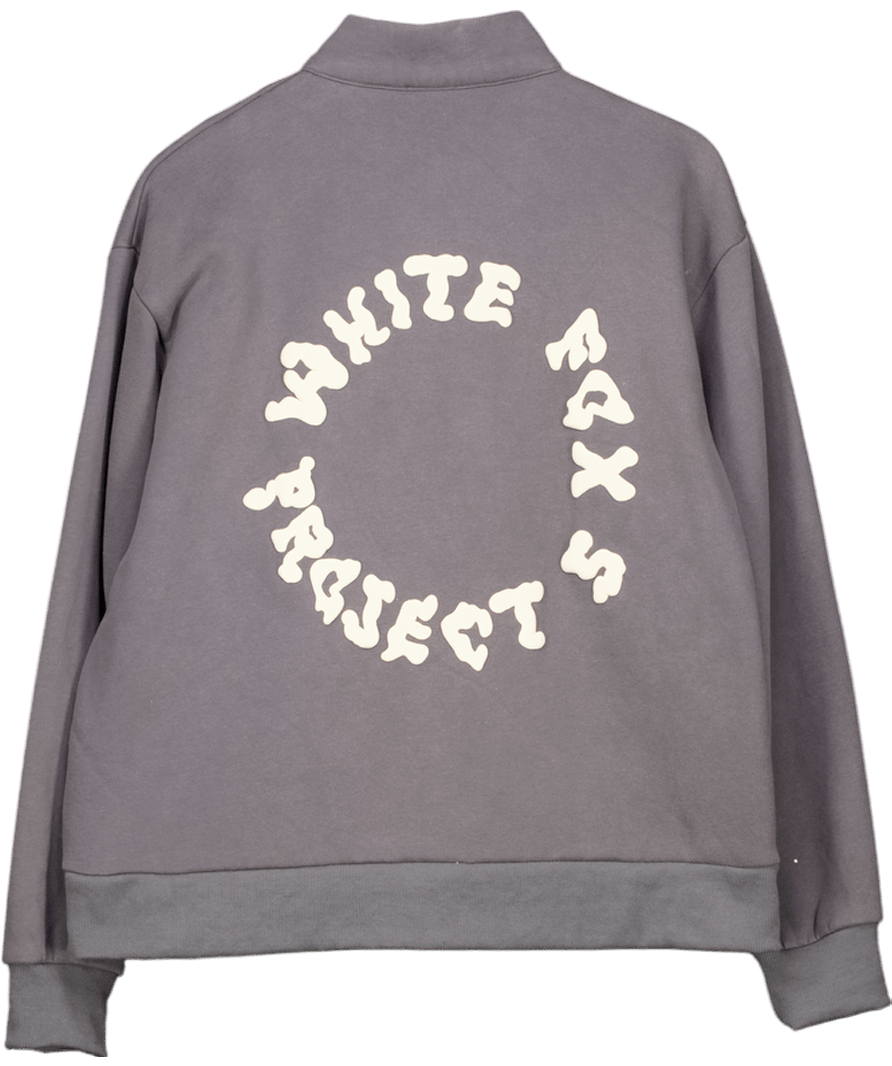 White Fox Grey High Standard Zip Front Sweater UK S/M - Reliked