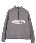 White Fox Grey High Standard Zip Front Sweater UK S/M - Reliked