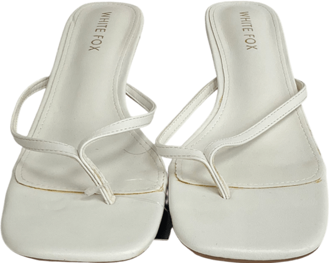 White Fox Hamptons Thong Heels White UK 7 EU 40👠 - Reliked