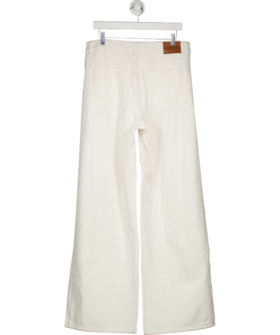 White Fox Iris Low Rise Wide Leg Jeans Off White UK L - Reliked